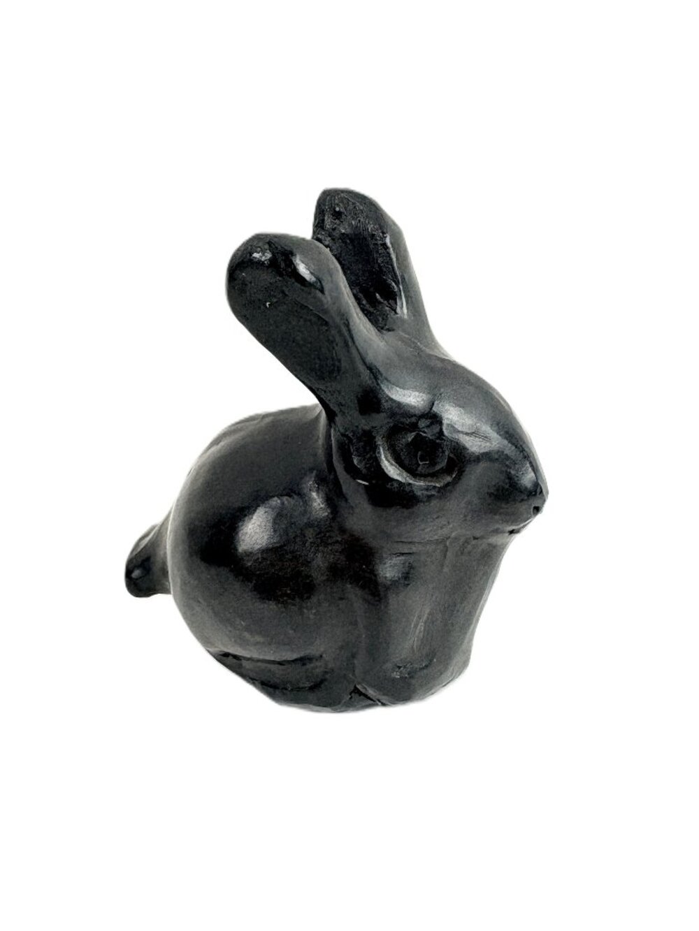 Vintage Barro Negro Hand-Made Mexican Pottery Rabbit Primitive Figurine
